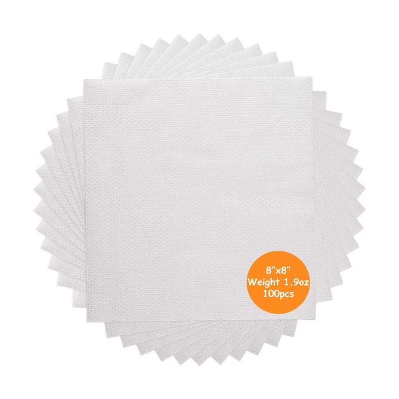 Simthread No Show Mesh (Invisible) Cut Away Embroidery Stabilizer Backing Interlining - Weight 1.9 Ounces 8" x 8" 100pcs/pack - Precut Sheets for 4x4 and 6x6 Machine Embroidery Hoops - Image 2